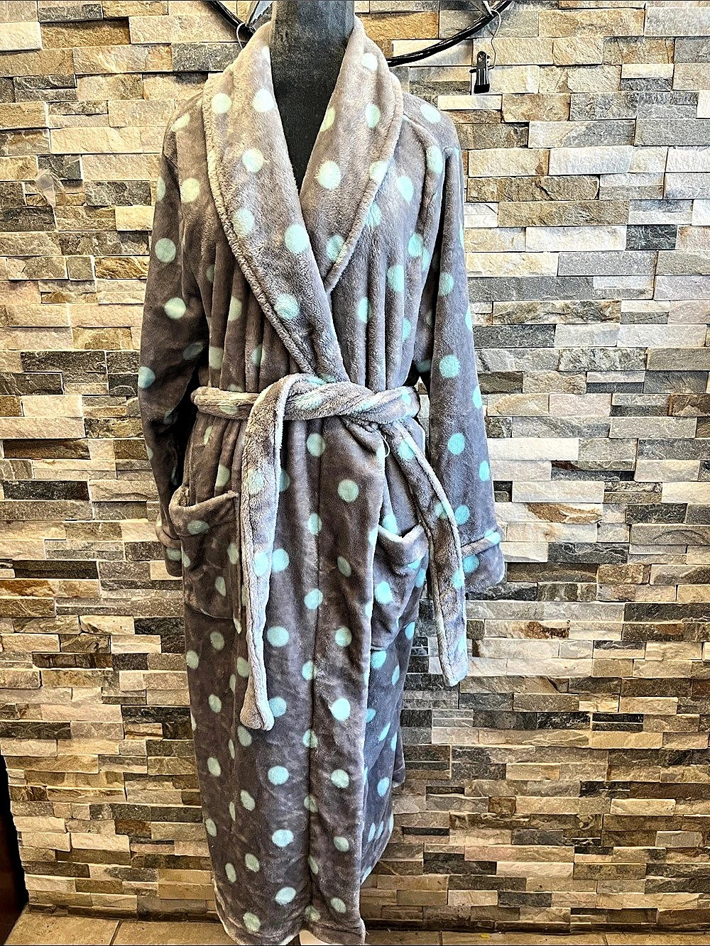 SONOMA Polka Dot Robe in Brown & Green Large Like New